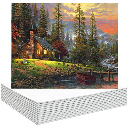 Canvas Boards for Painting 9x12 Inch, Super Value 12 Pack White Blank Canvas Panels, 100% Cotton Primed, Painting Art Supplies for Professionals, Hobby Painters, Students & Kids - size: 9"×12"
