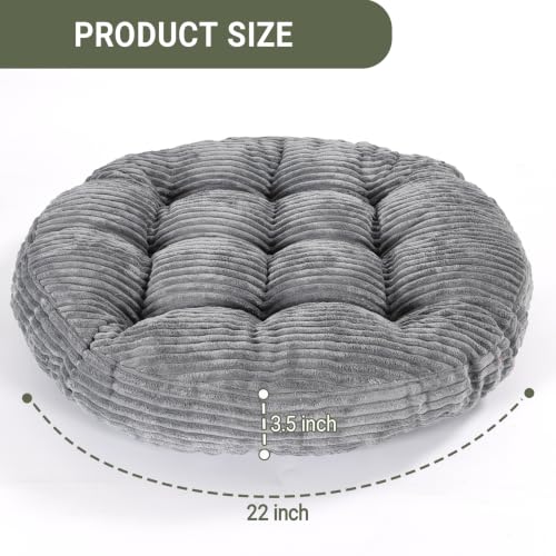 Large Floor Pillow for Adults, 22x22" Memory Foam Floor Cushion with Corduroy Cover, Round Floor Sitting Cushions for Meditation, Lounge,Seating for Yoga, Tatami Living Room (2, Round-Dark Grey) - color: Round-dark Grey