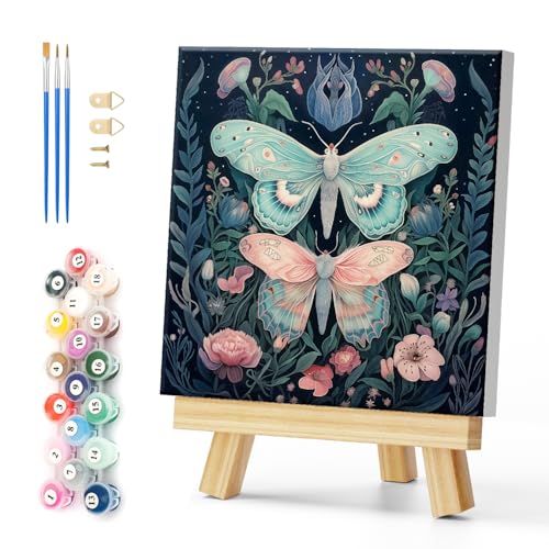 Natuyalo Framed Paint by Numbers on Canvas Butterflies in Jungle Acrylic Paint by Numbers Kits for Adults Beginner Animals Pictures Painting Kits Ideal Gift Home Wall Decor 12x12 Inch - color: Color-02