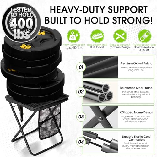 CAMDOOR Portable Folding Stool 16 Inch Collapsible Stool for Adults 400 lbs