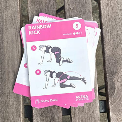 Arena Strength Workout Cards - Instructional Fitness Deck for Booty Band Workouts, Beginner Fitness Guide for Resistance Band Training Exercises at Home. Includes Workout Routines. - style: Booty/Legs