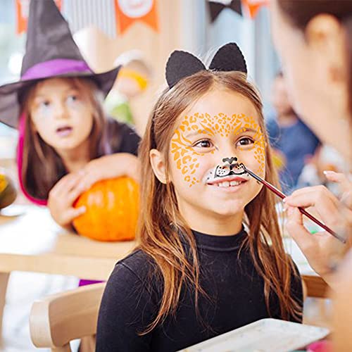 GROBRO7 20 Pcs Halloween Face Painting Stencils Set Skull Bat Face Paint Template Reusable Holiday Masquerade Facial Makeup Kit Butterfly Spider Tattoo Stencil for Kids Adult Party Supplies