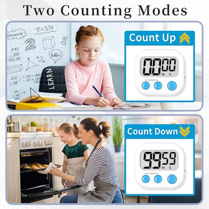 ZILLEEN Digital Kitchen Classroom Timers for Kids Cooking 6pcs MulticolorA