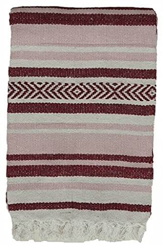 Kakaos Handmade Traditional Extra Heavy Yoga Blanket (Pink/Burgundy) - color: Pink / Burgundy