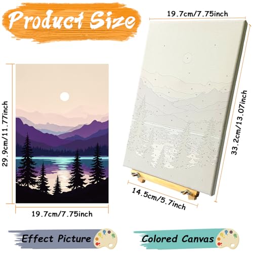 Paint by Numbers Kit for Adults Beginner, Landscape Canvas Painting Set | Complete Number Painting Kit 4 Pack, 8x12 inch Framed Canvases with Easel, Easy-to-follow, Beginner Painting Activity