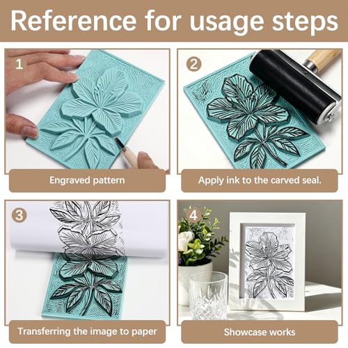 6 Pack 4"x6" Green Soft Rubber Linocut Blocks, Easy to Carve Relief Printing Blocks for Stamp Making, Linocut Printmaking, DIY Art and Hand Craft Projects - color: Green linocut 4x6x0.24in-6pcs
