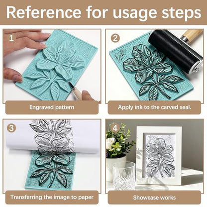 6 Pack 4"x6" Green Soft Rubber Linocut Blocks, Easy to Carve Relief Printing Blocks for Stamp Making, Linocut Printmaking, DIY Art and Hand Craft Projects - color: Green linocut 4x6x0.24in-6pcs