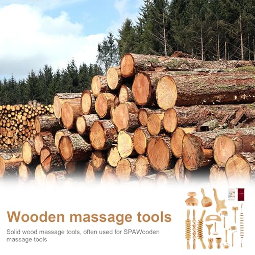 16Pcs Wood Therapy Massage Tools Set, Maderoterapia Massage Kit with Wooden Gua Sha Tools, Body Sculpting & Lymphatic Drainage Massager, Muscle Relaxation Roller for Face, Back, Legs & Full Body - color: 16pcs
