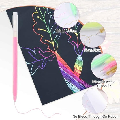 MECCANIXITY 9 Pcs Metallic Vibrant Sparkle Gel Pens, Drawing Pens with Fine Point 1mm for Adult Drawing Doodling Journaling Art Supplies and DIY Crafts, Mixing Colors - color: Mixing Colors