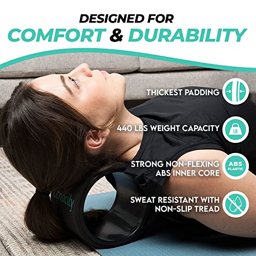 Yoga Back Roller - Yoga Wheel for Stretching and Back Pain Relief - Back Stretcher - Foam Roller - Best Balance Accessory for Stretching - Thick Padding for Comfort - Improve Flexibility
