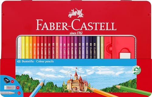 Faber-Castell Classic Colored Pencils Tin Set, 36 Vibrant Colors In Sturdy Metal Case - Premium Children's Art Products | Colouring pencils with shatter-proof lead and bright colours for children and adults - style: 36 Count