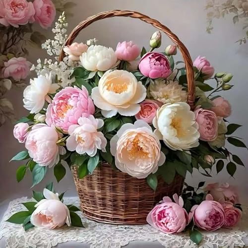 ZHUDENGXJL Flowers Diamond Art Kits for Adults,5D Diamond Painting for Flower Basket,DIY Gem Painting for Adult and Crafts Kits Home Decor 13.78 x 13.78inch - color: DZ891