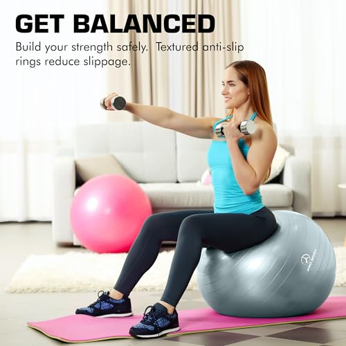 ProBody Pilates Yoga Ball - Vibrant Colors Exercise Ball - color: Slate, size: M: 19-22" (55 cm)