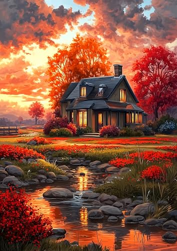 Landscape Village Diamond Art Kits for Adults, Country Diamond Art 12X16 In | Easy 5D Diamond Art Kits, Round Dots Full Drill, DIY Diamond Painting Kit for Adult Beginners, Home Wall Decor Gifts - color: Country 01