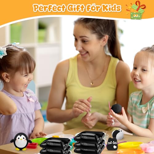 VioraWhite 72 Pcs 38oz Air Dry Clay Bulk Modeling Clay,Black | Ultra Lightweight Foam Modeling Clay for Kids Adults, DIY Gifts Party Arts Crafts, School Project Supplies - color: Black