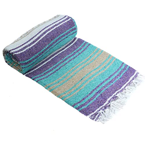 La Montana Bulk Falsa Mexican Blanket, 4 Pack, Light Purple/Mint/Tan/White - color: Light Purple/Mint/Tan/White
