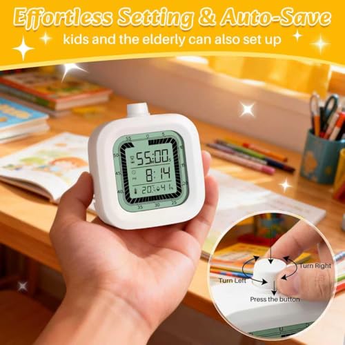 Visual Timer, 60 Minutes Countdown & Countup Timer, Digital Alarm Clock with Temperature and Humidity Monitor, 4 in 1 Multifunctional Desk Clock for Kids Study, Kitchen, Office and Home,Blue - color: Glue