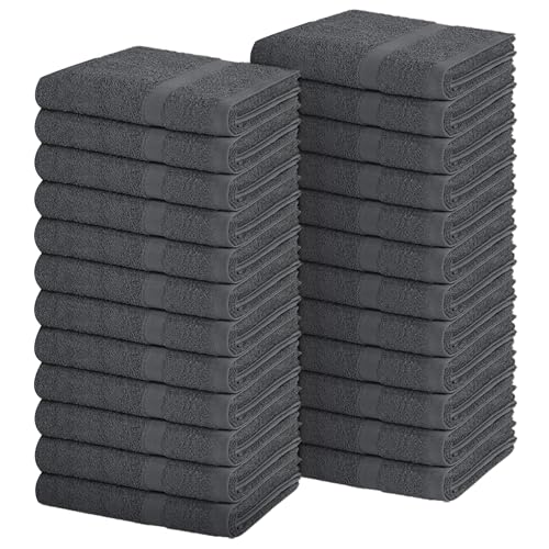 Pearl Linens Pack of 24 100% Cotton Hand Towels, Salon Towels for Spa, Gym and Bathroom Use, Hair Towels in Bulk, Soft, Absorbent, Quick Dry & Machine Washable, 16x27 inches, Grey - color: Grey, size: Hand Towel (PK 24)