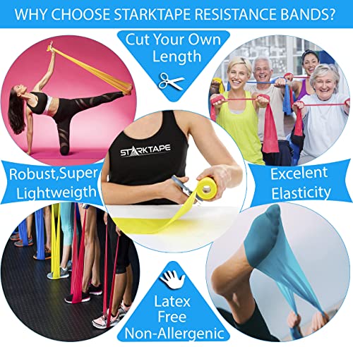 Resistance Bands Bundle. 5 Bands Set and 8 Yard Band Physical Therapy Professional. Non-Latex Elastic Exercise Fitness Workout Band for Pilates, Rehab, Yoga, Pilates, Training. Medium Green