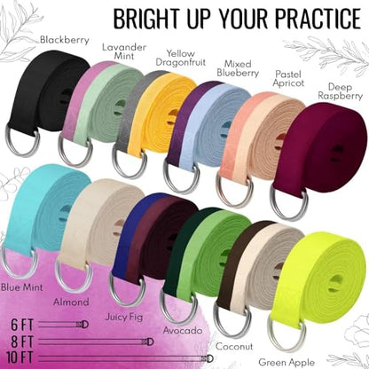 TECEUM 2 IN 1 Yoga & Mat Strap for Stretching – Cotton – 6/8/10 ft - color: Deep Raspberry, size: 8 ft