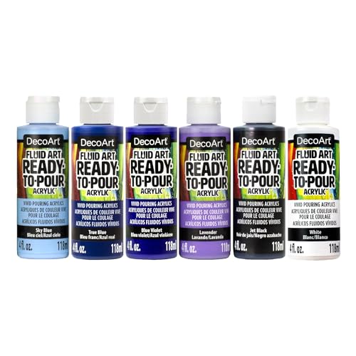 DecoArt Fluid Art Ready-to-Pour Paint Set – Galactic Colors, Set of 6 (4 fl oz Bottles) – Acrylic Pouring Paints for Canvas, Wood & DIY Art Projects - color: Multi – Galactic