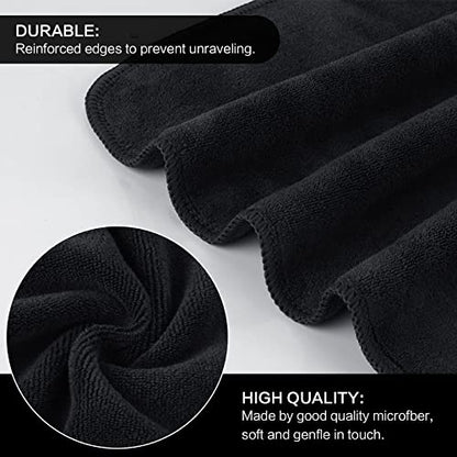 SINLAND Microfiber Facial Cloths Fast Drying Washcloth 12inch x 12inch Absorbent Face Wash Cloth Soft Makeup Remover Cloths - color: Black-1, size: 1 Count (Pack of 6)