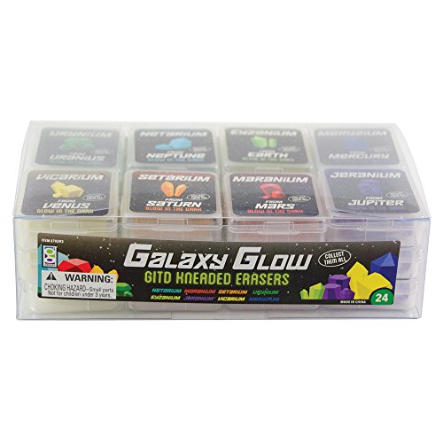 Raymond Geddes Galaxy Glow Kneaded Erasers for Kids (Pack of 24) - size: 24 Count (Pack of 1)