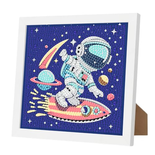 YarnWhimsy Astronaut Space Diamond Art Kits for Kids with Frame 7x7 inch | DIY Small Diamond Painting Kits for Kids Astronaut Space,Easy Gem Arts for Children for Home Wall Decor - color: CC1133-US