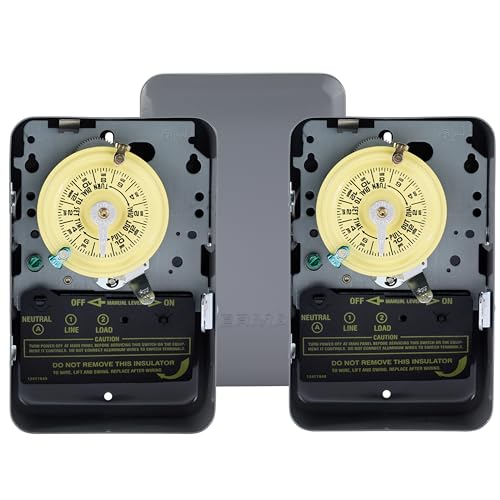 Intermatic T101 24-Hour Mechanical Timer Switch, 120V SPST 40A, Indoor | Heavy-Duty Mechanical Time Switch in Metal Enclosure with Manual Override, Ideal for Lights, Pumps, Fans, and HVAC Systems - size: 3-Pack