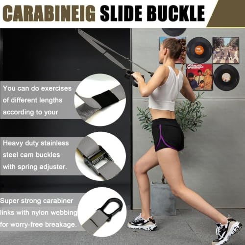 Bodyweight Resistance Training Straps, Home Gym Fitness Trainer kit - color: Gray