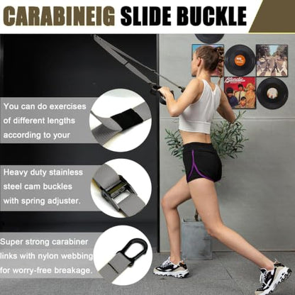 Bodyweight Resistance Training Straps, Home Gym Fitness Trainer kit - color: Gray
