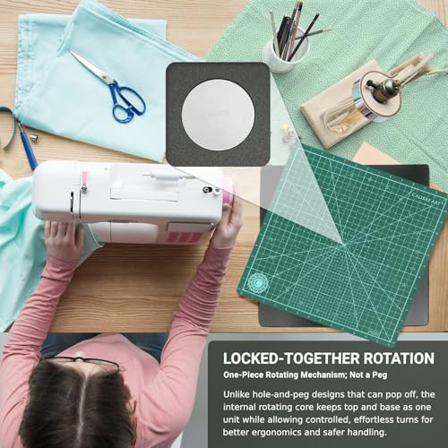 Rotating Self Healing Cutting Mat 8x8 (7" Grid), for Quilting | Great for Scrapbooking, Quilting and Paper Crafts. Smooth, Non-detachable Rotation, Warp-Proof & Odorless, EN 71-3 Certified.
