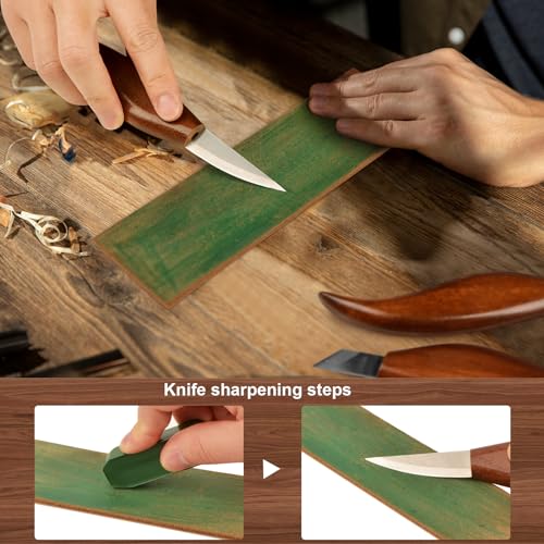 Wood Carving Knife With Leather Strop and Polishing Compound,Whittling Knife,Wood Carving Tools for Beginners,Adults and Kids Whittling Tools (Sloyd Carving Knife) - style: Sloyd Carving Knife