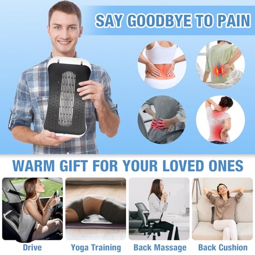 Back Stretcher, Pneumatic Inflatable Lumbar Support Board with Hand Pump & Release Valve, Stepless Height Adjustment, Decompression-Style Stretching, Cracking Device Alternative (Black) - color: Black