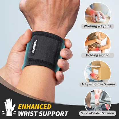 CAMBIVO 2 Pack Wrist Brace for Carpal Tunnel with wraps, Black - color: Black