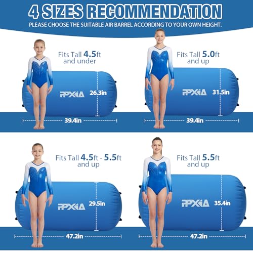 Gymnastics Air Roller Air Barrel Inflatable Tumbling Mat, Tumble Track Backhandspring Mat Gymnastic Equipment with Pump for Yoga Training Cheerleading Home Use - color: Blue, size: 39.37 x 31.5inch