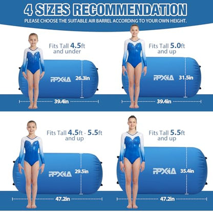 Gymnastics Air Roller Air Barrel Inflatable Tumbling Mat, Tumble Track Backhandspring Mat Gymnastic Equipment with Pump for Yoga Training Cheerleading Home Use - color: Blue, size: 39.37 x 31.5inch
