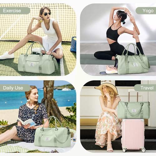 Gym Bag for Women Men with Shoes Compartment,Sports Duffle Bags Personal item travel Duffel Tote Bag Small Carry on Weekender Overnight Bag Workout Dance Bags Hospital Holdalls Grass Green - color: A18-Grass Green