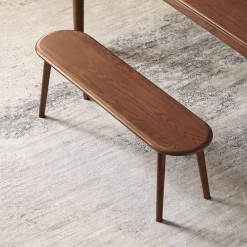100% Solid Oak Dining Bench, Wood Bench for End of Bed with Rounded Corners, Entryway Benches for Farmhouse, Kitchen, Living Room(Walnut,12" L x 47.2" W x 16.2" H) - color: Walnut, size: 47.2''