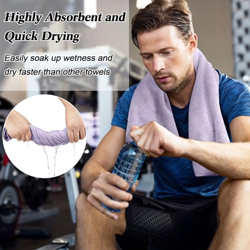 SmoothNovelty 36 Pcs Microfiber Gym Towel 16 x 28 in Bleach Proof Towels Absorbent Soft Sweat Towels Quick Dry Lightweight Towel for Hand Salon Bath Spa Hotel Pool Home Hair Care (Light Purple) - color: Purple