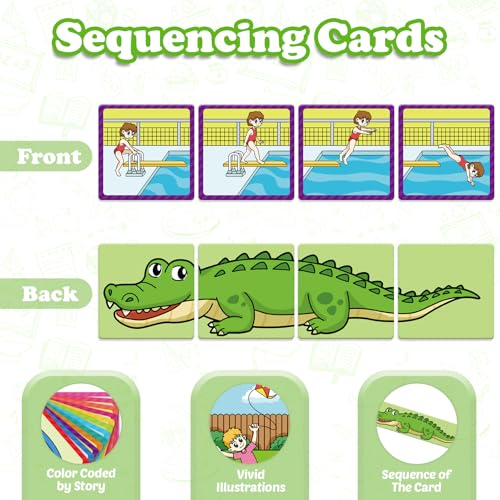 Kasfalci Sequencing Cards,Sequence Board Game for Kids,Speech Therapy Materials Toys for Autism,Story Storytelling,Social Skills,Sentence Building,Preschool Learning Activities,Classroom & Homeschool - style: 4-Scene-New