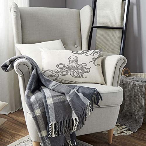 TKS MITLAN Octopus Throw Pillow Case Cushion Cover Tentacles in a Rough Wood Cut Style Linen Couch Bed Sofa Car Waist Cushion Cover 12 x 20 inch - color: Octopus 2, size: 20" x 12" (Pack of 1)