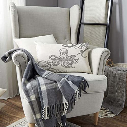 TKS MITLAN Octopus Throw Pillow Case Cushion Cover Tentacles in a Rough Wood Cut Style Linen Couch Bed Sofa Car Waist Cushion Cover 12 x 20 inch - color: Octopus 2, size: 20" x 12" (Pack of 1)