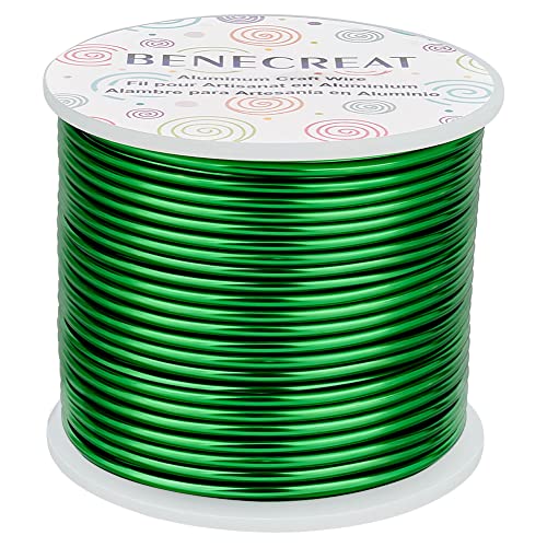 BENECREAT 12 Gauge 100FT Green Aluminum Wire Anodized Jewelry Craft Making Beading Floral Colored Wire for Sculpting Model Making, Floral Plant Gardening, Halloween Christmas Decor - color: Green, size: 12 Gauge