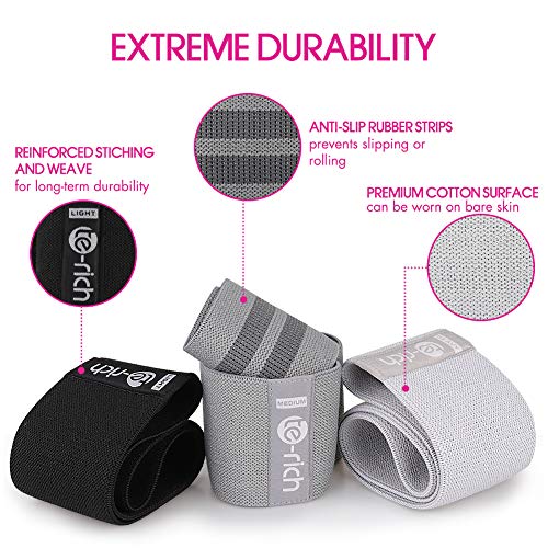 Resistance Bands, Fabric Workout Bands for Women & Men, Cloth Booty Resistance Loop Bands, Thick Squat Bands for Butt/Legs/Thigh/Hip/Glute Excersing - color: Light gray/black/dark gray