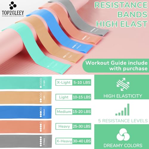 TOPZGLEEY Pilates Ring Set – 14" Anti-Deformation Magic Circle with Padded Handles, Mini Ball, 5 Resistance Bands, Guide, Pilates Equipment for Home Workout - color: TURQUOISE