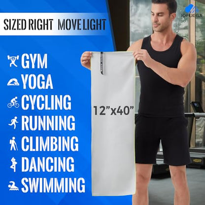 5 Pack Microfiber Gym Towels – Quick Dry, Super Absorbent, Lightweight & Compact Sweat and Workout Towels for Travel, Camping, Hot Yoga, Beach, and Sports (12 * 40" (5 Pack))