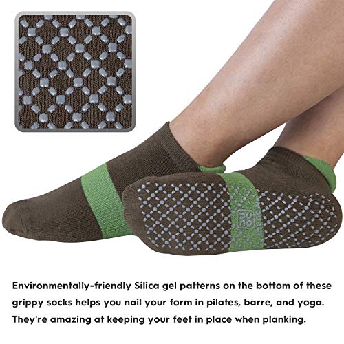 unenow Unisex Non Slip Grip Socks for Yoga Pilates Barre Home & Hospital - color: 4 Pairs-black/Light Grey/Army Green/Navy, size: Medium