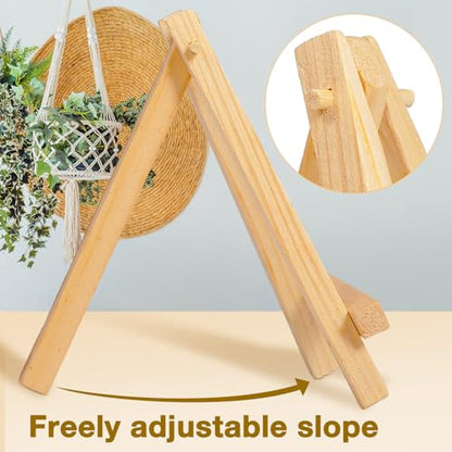 100 Pieces Mini Wooden Easel Stands Tripod Display Tabletop,5 Inch | For Artist Painting Business Cards Photos, Canvas Holder Wedding Table Numbers Party Favors Gift, Natural Wood Tripod Frame - size: 5 Inch