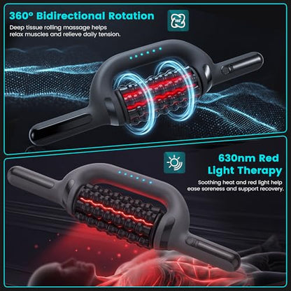 Electric Massage Roller Stick, Deep Tissue Muscle Massager with 6 Speeds, Rechargeable Rolling Massager for Legs, Back, Calves & Feet,Hands-Free Body Massage Tool(1)